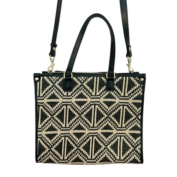 Patricia Nash Black‎ & Tan Tuareg Woven Ava Medium Leather Crossbody Tote - Picture 6 of 12